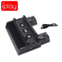 PS 4 Pro Slim Accessoires Multi Support Vertical Ventilateur De Refroidissement Double Contrôleur Dock De Charge Pour Play Station 4 Console