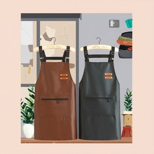 Delantal de Chef Ajustable y Ligero de Cuero PU con Bolsillos Grandes, de Buena Calidad, Resistente a la Grasa, para Hombres y Mujeres, Disponible para Limpieza - Product Image 6