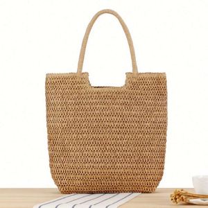 Wholesale Summer Beach Travel <b>Tote</b> Bag Vintage Paper Straw Water Resistant Power Saver Portable Large Capacity Shoulder Bag - Product Image 1