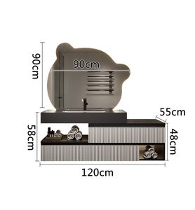 Set di mobili da toeletta moderni in stile europeo con doppio lavandino da bagno con lavandino - Product Image 6