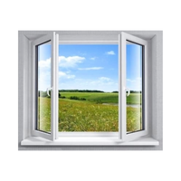 Ventana Abatible de PVC de Doble Acristalamiento UPVC de Diseño Europeo Apertura Sencilla Personalizable Venta al por Mayor de Fábrica Diseño Gráfico