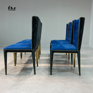 Customizable Royal Blue Velvet Dining <b>Chair</b> Set Tufted <b>Back</b> Wholesale for Home Commercial Use - Product Image 4