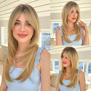 Perruque synthétique longue et droite orange, résistante à la chaleur, avec <span class=keywords><strong>frange</strong></span> latérale, de haute qualité, fabriquée à la machine, prix de gros - Product Image 3