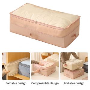 Bedroom Closet Space-Saving Under-Bed <b>Storage</b> Organizer <b>Box</b> with Zipper Compression - Product Image 5