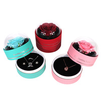 Éternelle Préservée Rose Cadeau Boîte Acrylique Ronde Collier Anneau Boucle D'oreille Rose Fleur Cadeau Boîte Mères Saint Valentin Cadeau 2026