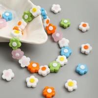 Perles de verre multicolores en forme de petites fleurs, perles d'espacement artisanales pour bracelets et colliers