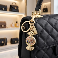 Porte-clés de luxe en strass, en métal doré, avec cristaux colorés, breloque pour sac à main, sac à dos, bijou, cadeau