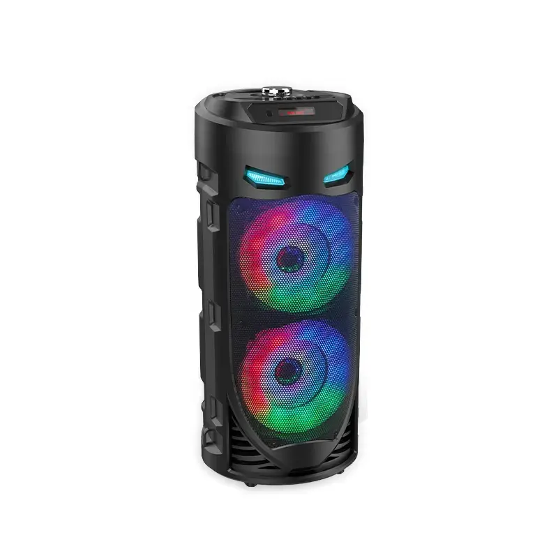 Melhor Dual 4-inch Super Subwoofer Led RGB Luz Palco Speaker Karaoke Cinema Speaker Sem Fio Com Mic Blue Tooth Audio Shower