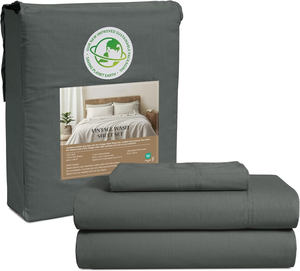 4-teiliges Bett Weißes Leinen-Baumwoll set Weiches, atmungsaktives Percale-Gewebe aus Bio-Baumwolle mit Kissen bezug für das Bett - Product Image 1