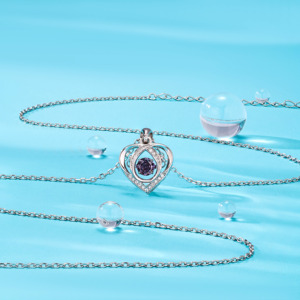 Vendita calda 925 in argento Sterling cuore dell'oceano cuore che batte ciondolo collana donna di san valentino gioielli - Product Image 2