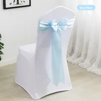 Banquet de mariage décoration de la maison fournitures jetables bord chaud Satin ruban rouge chaise dos fleur élastique chaise couverture arc