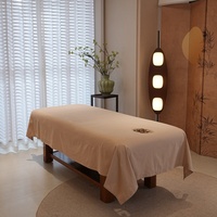 Drap plat pour table de massage en satin de coton 100% kaki, super doux et durable pour usage professionnel