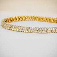 Pulsera de tenis de diamantes baguette para mujer, oro amarillo macizo de 14K, apilable con engaste de bisel, 178 piedras, 4.82ct, estilo Art Deco