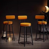 Tabouret de bar nordique |   Chaise de bar moderne minimaliste de luxe léger pour la maison |   Tabouret en fer à dossier haut en similicuir pour salle à manger et salon