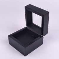 Matte Schwarze Holz-Schmuckbox mit Klarsichtfenster, Samtfutter, Individuellem Logo und Scharnierdeckel für Schmuckpräsentation und Luxus-Geschenkverpackung