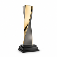 Trophée en métal grainé avec plaque en cuivre et texture de nœud tourbillonnant, récompense métallique personnalisée pour le sport, impression UV, cadeaux promotionnels pour salons professionnels