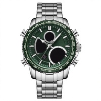 Montre de sport de luxe en alliage d'acier inoxydable NF9182 avec affichage analogique-numérique, alarme, LED, mouvement Seiko, étanche