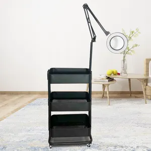 Beauty Equipments Rolling Cart Salon Cart Trolley Salon Drawer Trolley Hairdressing Tray Cart With 24W Light