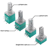Amplificateur audio série RV097NS Potentiomètre scellé 10K-250K Rhéostat de potentiomètre rotatif à 3 broches