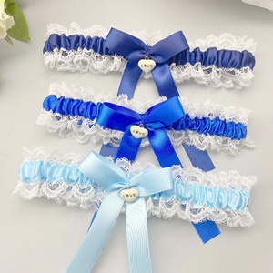 Nouvelle <span class=keywords><strong>Jarretière</strong></span> de Mariée en Dentelle Élastique Bleu Clair Style Européen et Américain pour Femme - Product Image 2