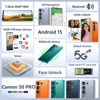 Teléfono Celular Camon 50 Pro 5G, Snapdragon 8 Gen 3, CPU de Alto Rendimiento, 16GB, 1TB, Pantalla HD+ de 7.3 Pulgadas, 8000mAh, Android 15, Desbloqueado