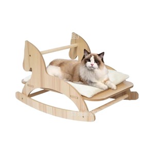 Lit à bascule en bois pour chat avec coussin, pour chats d'intérieur, mobilier multifonctionnel pour animaux de compagnie - Product Image 1