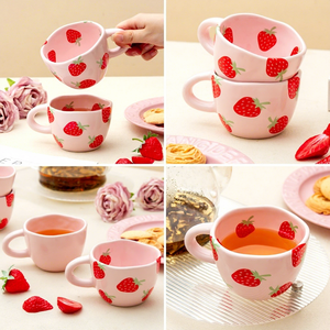 Custom <b>Ceramic</b> <b>Mugs</b> High Aesthetic Value Cute Strawberry Design Cartoon Style High Temperature Resistant Dishwasher Safe - Product Image 4