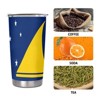 Gobelet isotherme en acier inoxydable de 20 oz, personnalisé avec le drapeau de Tokelau, idéal pour les trajets quotidiens en ville, le camping en plein air et les ventes en gros sur mesure