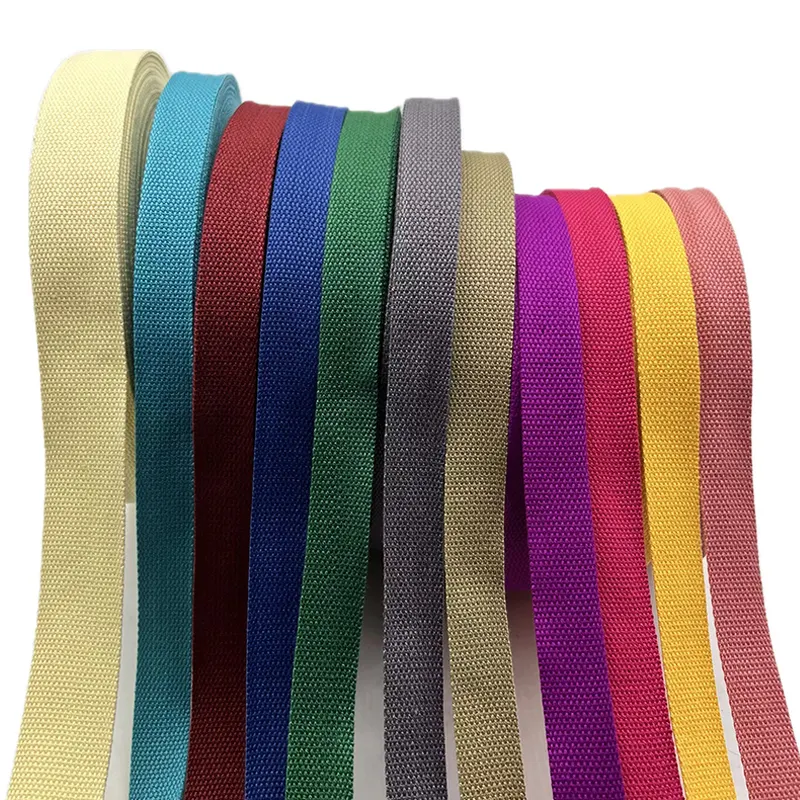 Großhandel bunte Polyester Baumwolle Gurtband 2cm 2,5 cm 32mm 3,8 cm 5cm einfarbige Leinwand Gurtband für Taschen riemen