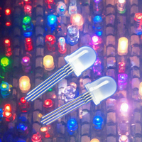 LED RVB adressable WS2812B 5V 10mm à trou traversant avec pilote intégré 0,2W dans un lentille claire/diffuse