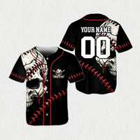Maßgeschneidertes Baseball-Trikot Weißer Grundstoff mit Dunklem Totenkopf-Grafikdesign und Stickereien OEM POD Individueller Teamname und Nummer Herren-Oberteil