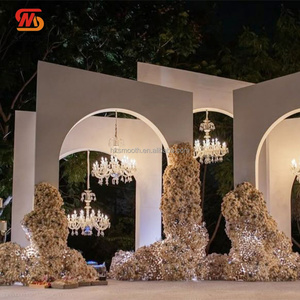 SMOOTH Wholesale Wedding Custom 3D LED PVC Acrylic White Floral Wedding Arch Door Stage <b>Backdrop</b> for Sale - Product Image 5