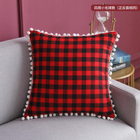Housse de coussin de Noël personnalisée de luxe de haute qualité, motif Père Noël, rouge et vert, en polyester, broderie rayée, technique tissée