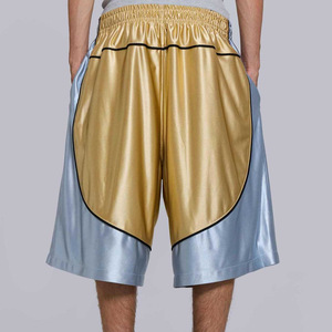 Shorts de basket-ball en satin coloré pour homme, style streetwear Y2K personnalisé, taille élastique, respirant, décontracté, style Bermuda - Product Image 1