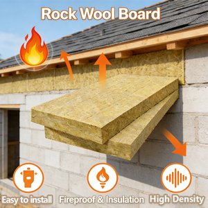 לוח בידוד מצמר סלעים בטמפרטורה גבוהה 120 ק\\\"ג/מ³, פאנל תעשייתי עמיד אש לתנורים ודודים עד 550 ° ג - Product Image 2