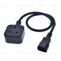 Toma de corriente IEC320 C14 a UK BS1363A, enchufe macho IEC C14 a enchufe hembra de 3 pines del Reino Unido Cable adaptador de corriente para PDU UPS,13A 250V