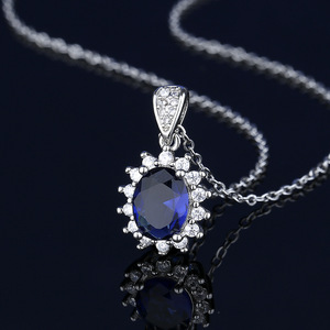 Ensemble de bijoux fins pour femmes, collier et boucles d'oreilles pendantes en saphir bleu <span class=keywords><strong>princesse</strong></span>, style <span class=keywords><strong>Princesse</strong></span> Diana <span class=keywords><strong>Kate</strong></span> Middleton, en or laminé - Product Image 6