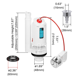 Válvula de Descarga Flexible para <span class=keywords><strong>Inodoro</strong></span> T0219TFK, Compatible con Juntas de 1.5" y 2", Altura Ajustable, Instalación Dual - Product Image 5