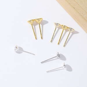 Sterling Silver Jewelry Needle Tip Cup <b>Earring</b> Findings Hollow Setting Triangle Shape For <b>Earring</b> Making A6 Accessories - Product Image 3