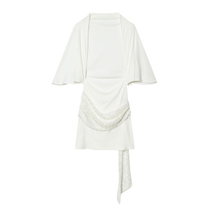PB&ZA Nuovo Abito Estivo da Donna con Schiena Scoperta, Maniche Corte, Perline e Dettagli a Contrasto, Mini Abito Corto 4772378 - Product Image 2