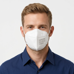 Masques faciaux jetables FFP2 certifiés CE EN149, 5 couches de tissu non tissé anti-poussière en filtre microfilé, avec pince-nez ajustable pour les professionnels de la santé - Product Image 1