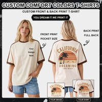 T-shirts amples à col rond et manches courtes pour femmes, 100 % coton, avec logo personnalisé, style rétro color block, épaules tombantes, coupe baggy, OEM