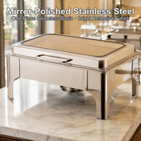Chauffe Plat Buffet Marmite Chauffante en Acier Inoxydable avec Couvercle et Support pour Restaurant Hôtel Traiteur