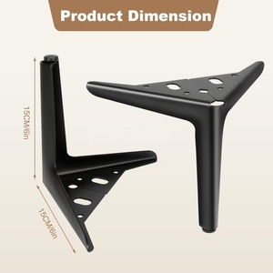 أرجل أثاث مقاس 6 بوصة، مجموعة من 4 أرجل أثاث معدنية سوداء، أرجل مثلثة حديثة للأريكة والكنبة وخزانة الملابس والخزانة والكرسي والطاولة - Product Image 3