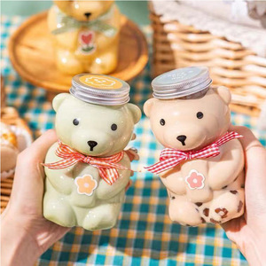 Venta caliente Forma de oso PET Botella de agua de plástico Tapa de aluminio Bebidas Jugo Café Leche Soda Con tapón de rosca Vestido frío - Product Image 3