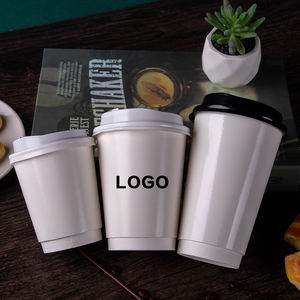 Ensemble de gobelets en papier aseptiques écologiques avec couvercles, gobelets jetables compostables pour boissons chaudes et <span class=keywords><strong>froides</strong></span> - Product Image 3