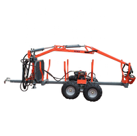 TTC03A Remorque à bûches ATV à quatre roues motrices avec grue Machine forestière pour le transport du bois