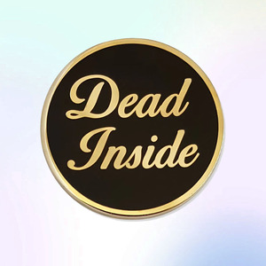 Alfileres redondos de Color negro y dorado <span class=keywords><strong>Dead</strong></span> Inside, insignias, accesorios geniales de moda personalizados, Pin de solapa de esmalte suave duro para ropa - Product Image 1
