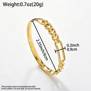 18k gold timeless radiant glossy wide curb chain shimmering clear zircon stylish customizable stainless steel <b>bangle</b> <b>bracelet</b> - Product Image 6