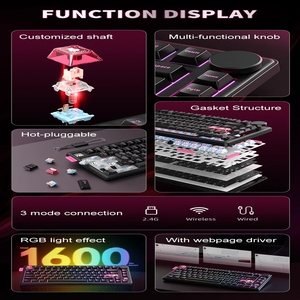 Clavier sans fil ONIKUMA MT706 81 touches avec axe satellite auto-développé, double commande et bouton de <span class=keywords><strong>volume</strong></span>, clavier mécanique - Product Image 3